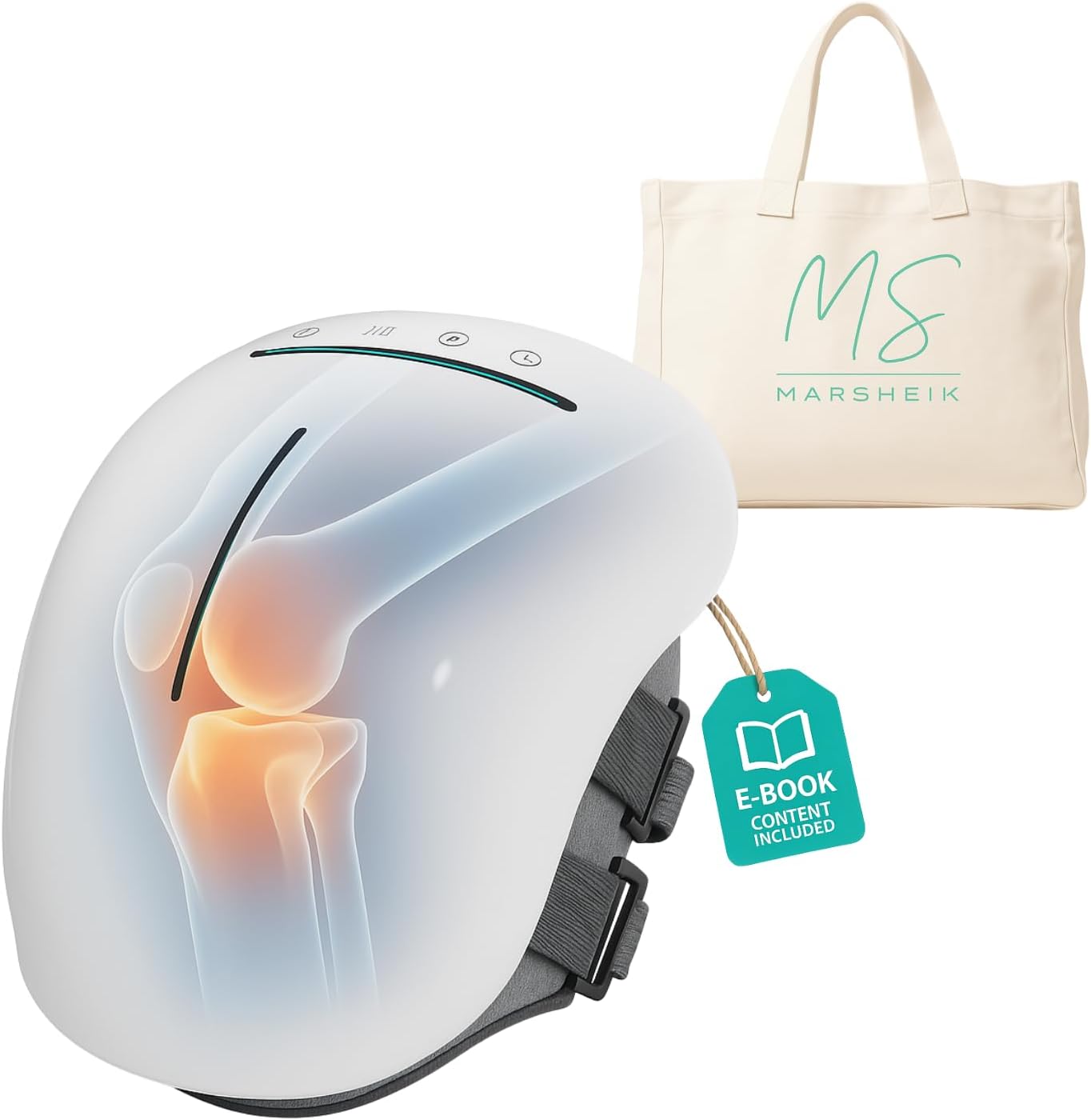 Knee Massager Pro+ Ultimate Edition - 6-in-1 with Heat, Red Light, Silicone Vibration, Wireless, Ultra-Light Weight & Touch Design