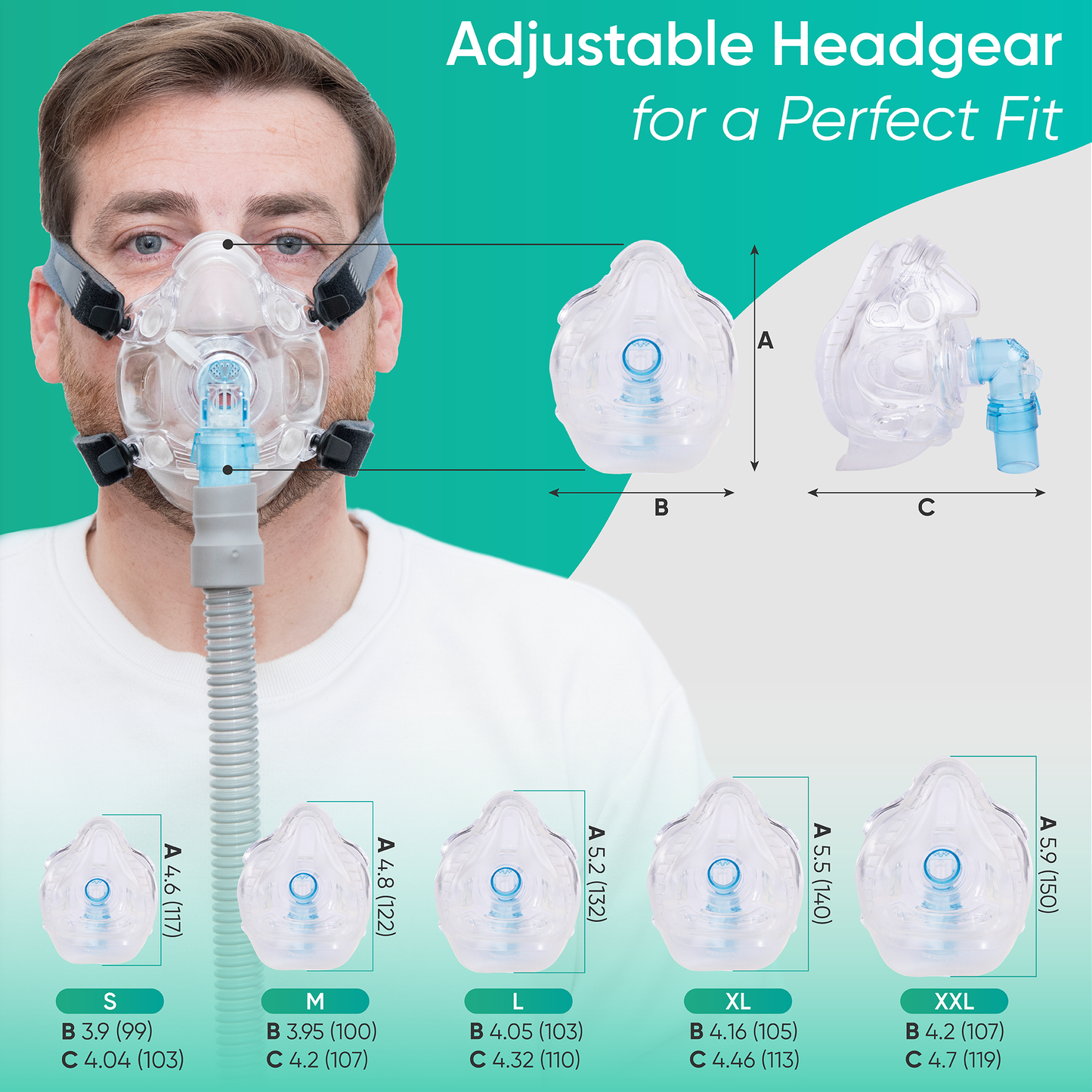 Hans Rudolph v2 Full Face Mask - Includes Elbows, Frame, Cushion, Chin Support and Headgear